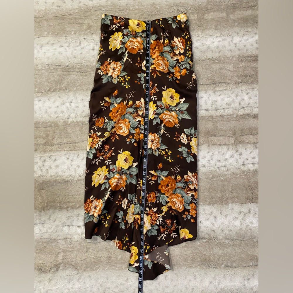 Veronica Beard💕Pixie Floral Silk Midi Skirt in Oxblood Multi Size 2 - Picture 10 of 15